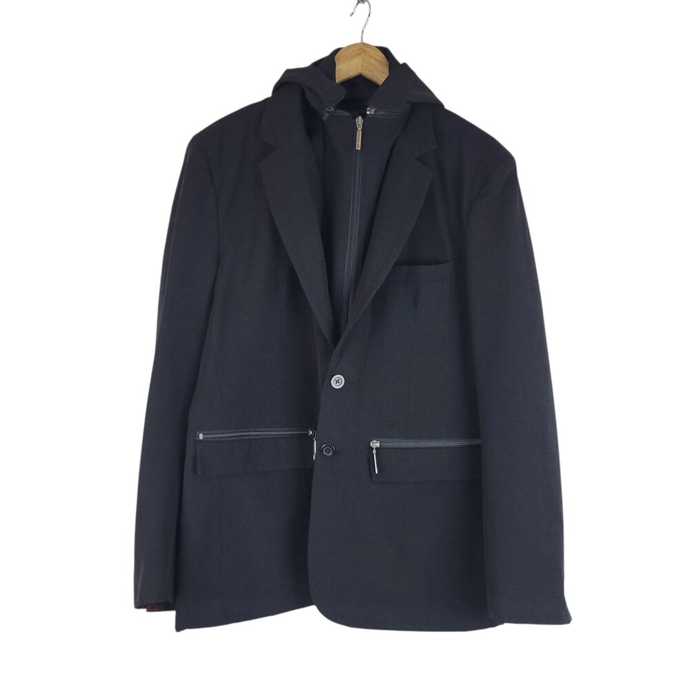 Vincent D'Amerique Mens Jacket 54287 Black Full Zip with Removable Hood size 44R